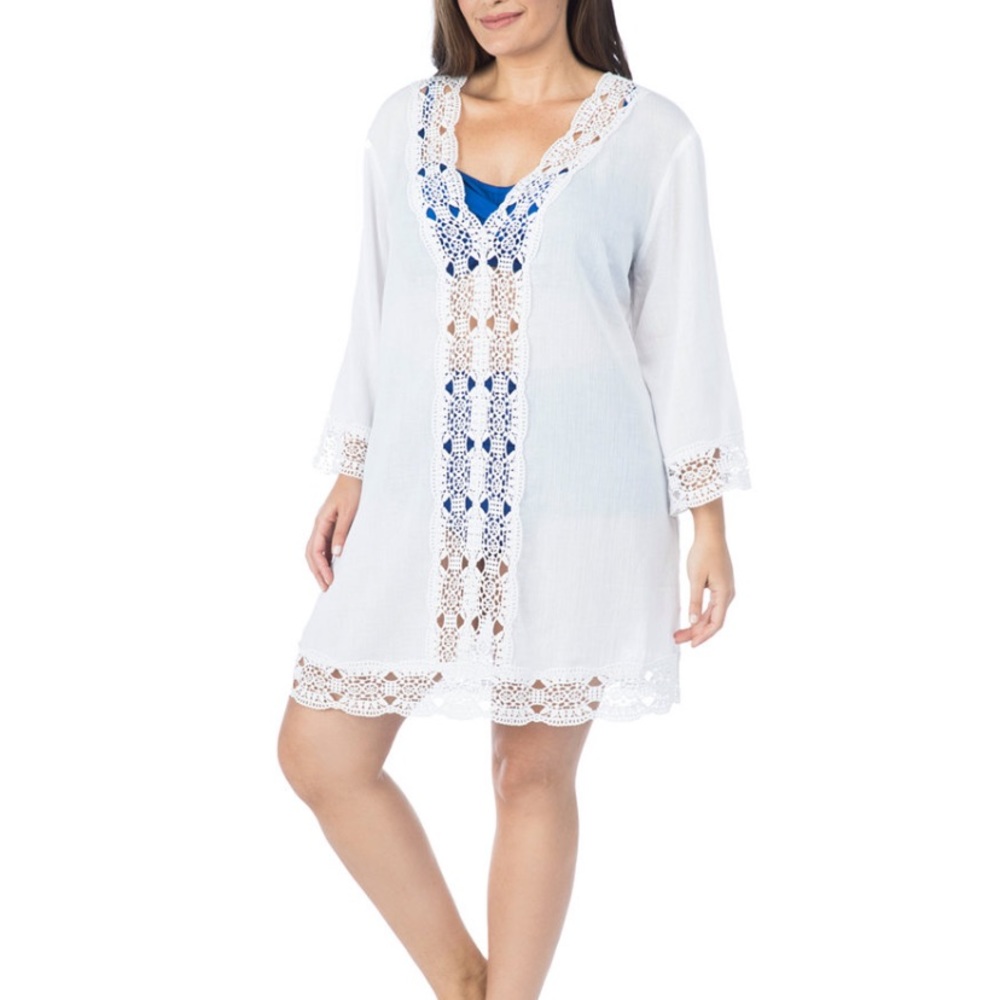 Plus Size Crochet-Trim Dress Cover-Up